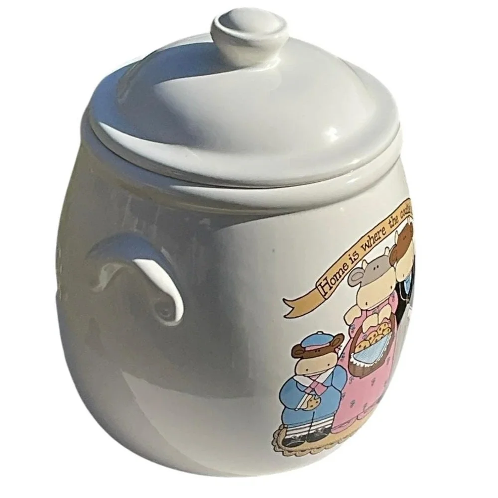 VTG Cow Family Ceramic Cookie Jar Treasure Craft  '80's Country Kitchen Decor